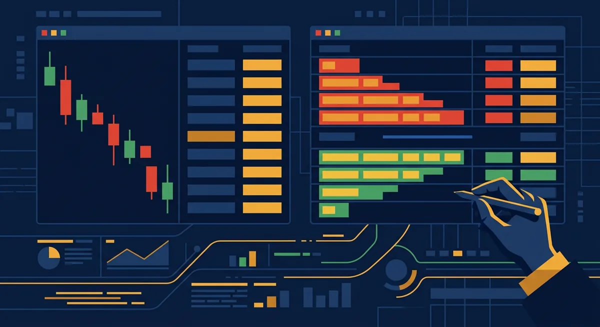 Illustration comparing market and limit order execution on a trading screen