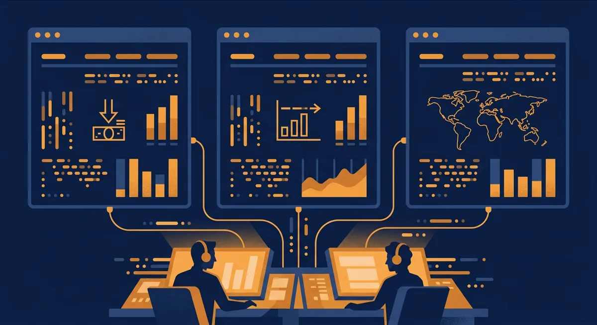 Abstract illustration comparing crypto exchange fees, limits, and country availability